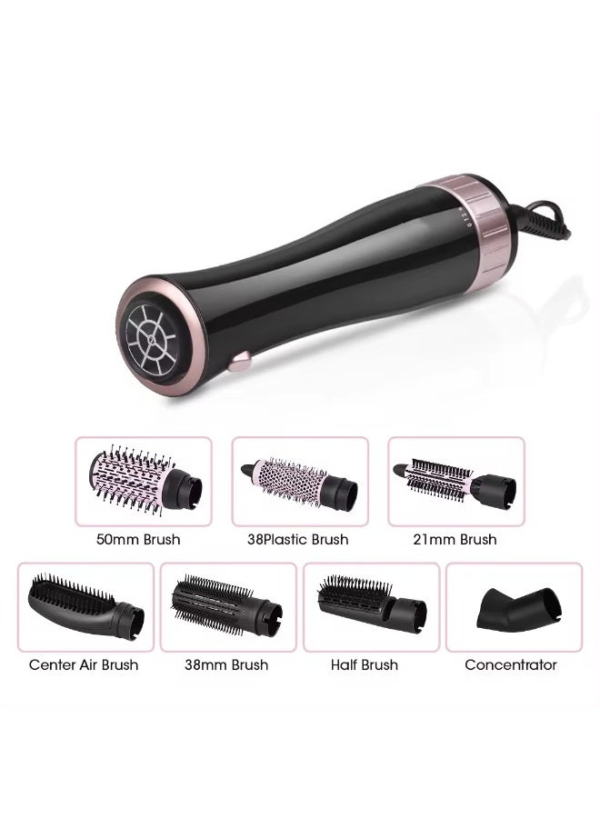 دي اس بي فرشاة تصفيف وتجفيف الشعر الاحترافية متعددة الوظائف 7 في 1 من DSP، بقوة 1000 واط، موديل 50020، لون أسود/وردي. - Image 5